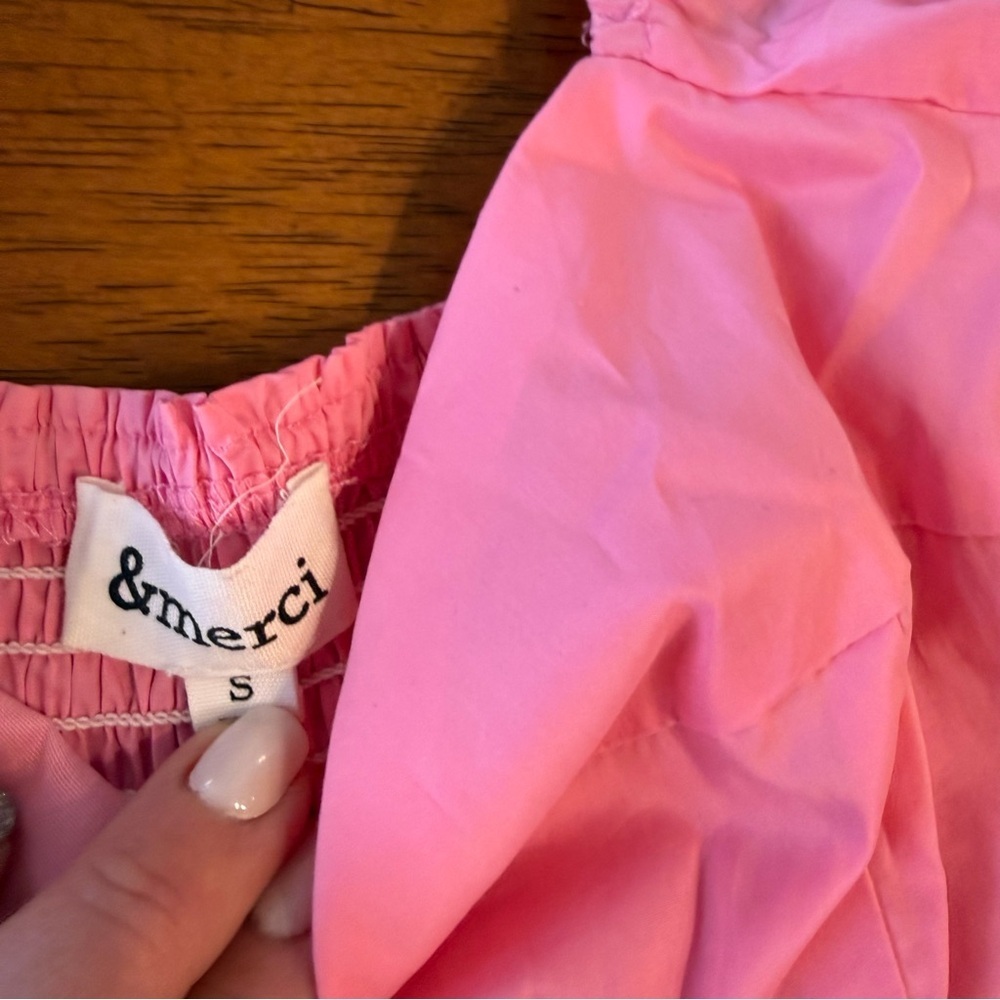 &merci Pink Puff Sleeve mini dress Dress size small - Picture 2 of 7